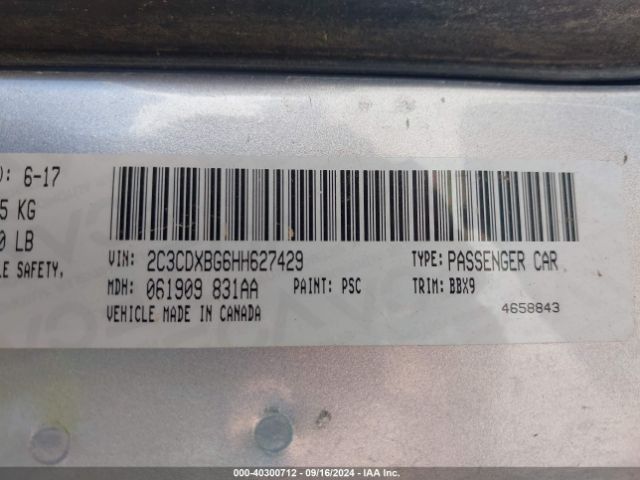 2C3CDXBG6HH627429 Dodge Charger Se Rwd