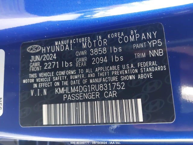 Hyundai ELANTRA SEL 2024 KMHLM4DG1RU831752 Image 9