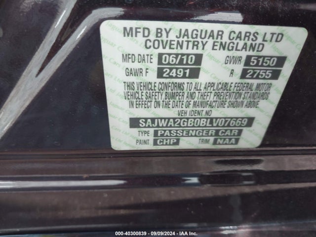 2011 JAGUAR XJ SAJWA2GB0BLV07669 Photo 8