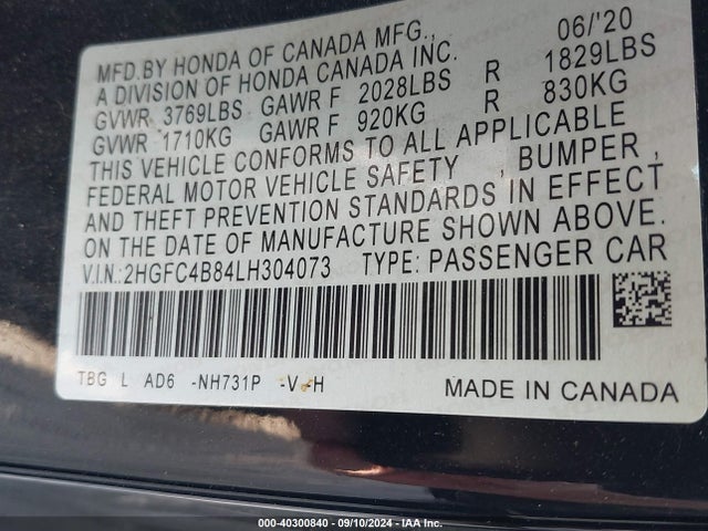 Honda Civic Sport 2020 2HGFC4B84LH304073 Image 9