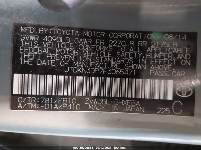 JTDKN3DP7F3065471 Toyota PRIUS PLUG-IN