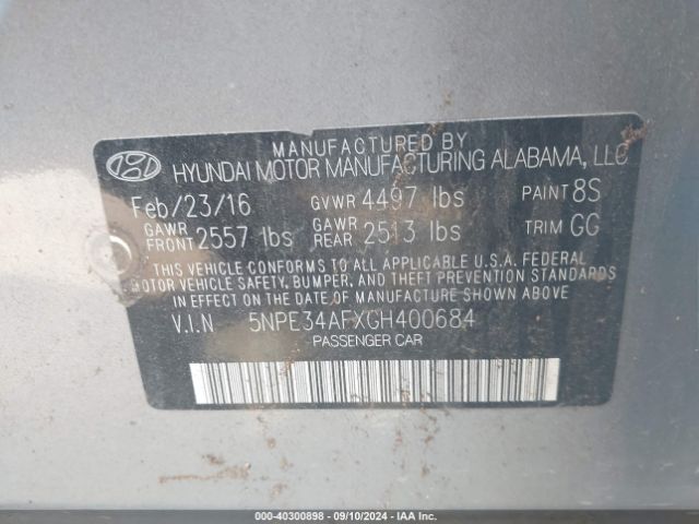 5NPE34AFXGH400684 Hyundai Sonata Sport