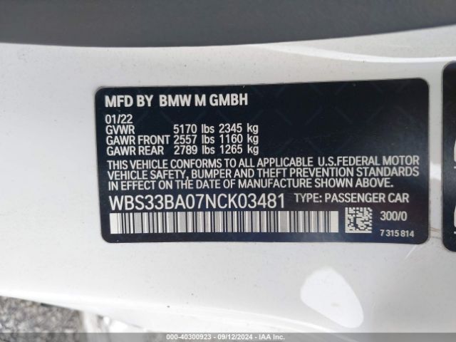 WBS33BA07NCK03481 BMW M4 Competition Xdrive