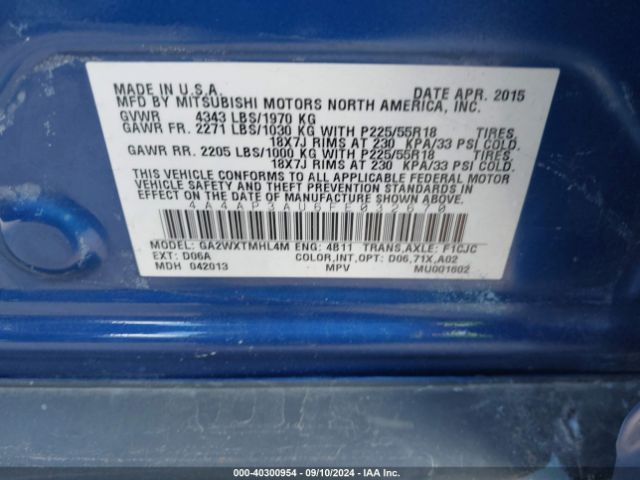 2015 MITSUBISHI OUTLANDER SPORT 4A4AP3AU6FE032670 Photo 8