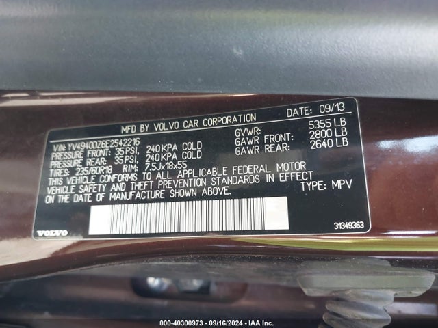 YV4940DZ6E2542216 Volvo XC60 3.2