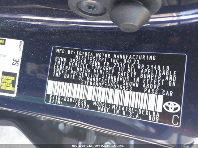 Toyota COROLLA LE 2023 5YFB4MDE1PP036953 Image 9