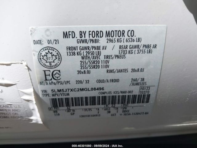 5LM5J7XC2MGL08496 Lincoln Aviator Reserve
