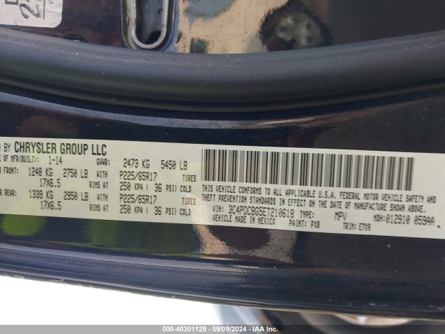 Dodge Journey Sxt 2014 3C4PDCBG5ET210618 Image 9
