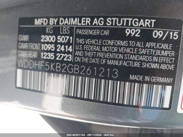WDDHF5KB2GB261213 Mercedes-Benz E 350