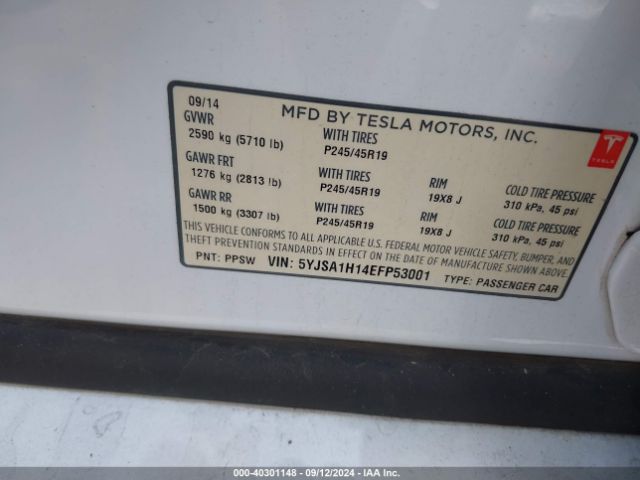 5YJSA1H14EFP53001 Tesla Model S P85