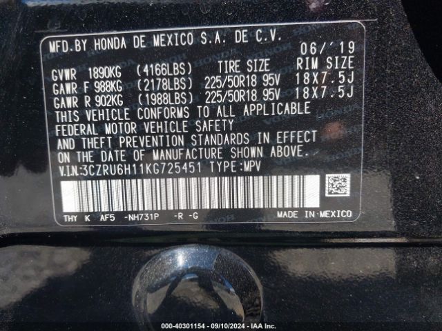 3CZRU6H11KG725451 Honda HR-V SPORT