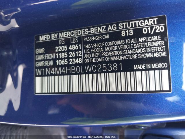 W1N4M4HB0LW025381 Mercedes-Benz Glb 250 4matic
