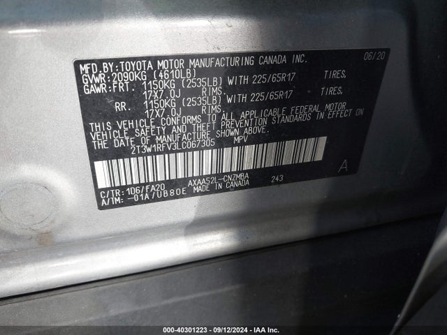 Toyota Rav4 Xle 2020 2T3W1RFV3LC067305 Image 9