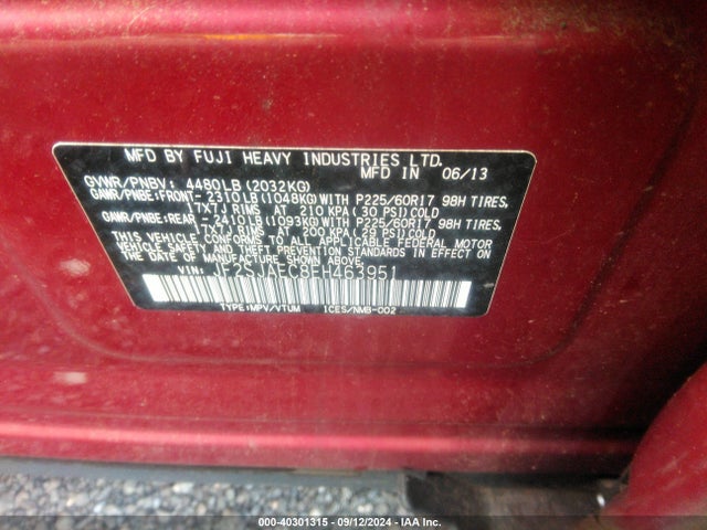Subaru Forester 2.5i Premium 2014 JF2SJAEC8EH463951 Image 9