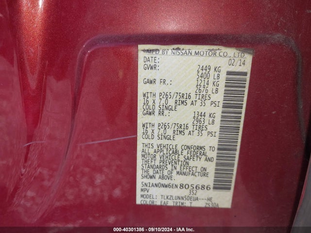 Nissan Xterra Pro-4x 2014 5N1AN0NW6EN805686 Image 9