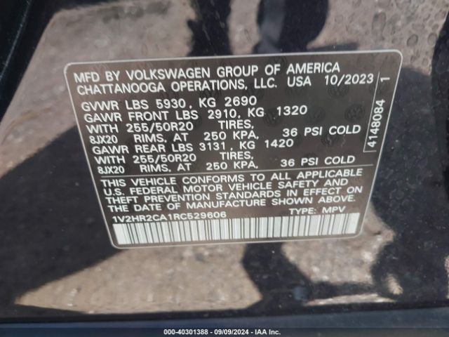 1V2HR2CA1RC529606 Volkswagen Atlas 2.0t Se W/technology
