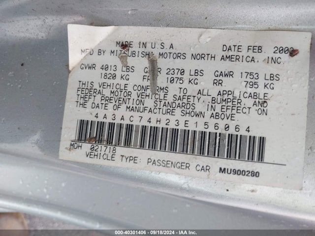 2003 MITSUBISHI ECLIPSE 4A3AC74H23E156064 Photo 8