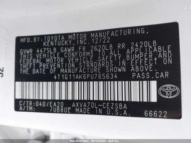 Toyota CAMRY SE 2023 4T1G11AK6PU765634 Image 9