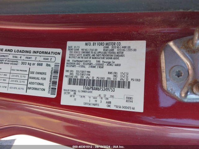 Ford Mustang V6 2015 1FA6P8AM6F5349753 Image 9