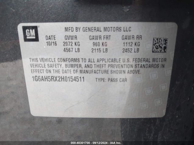 1G6AH5RX2H0154511 Cadillac ATS LUXURY