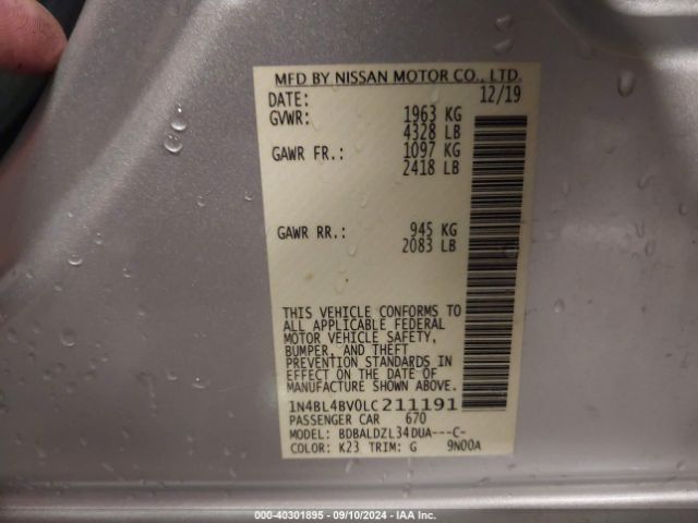 1N4BL4BV0LC211191 Nissan Altima S Fwd