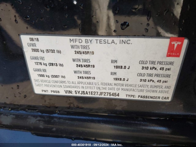 2018 TESLA MODEL S 5YJSA1E27JF275454 Photo 8