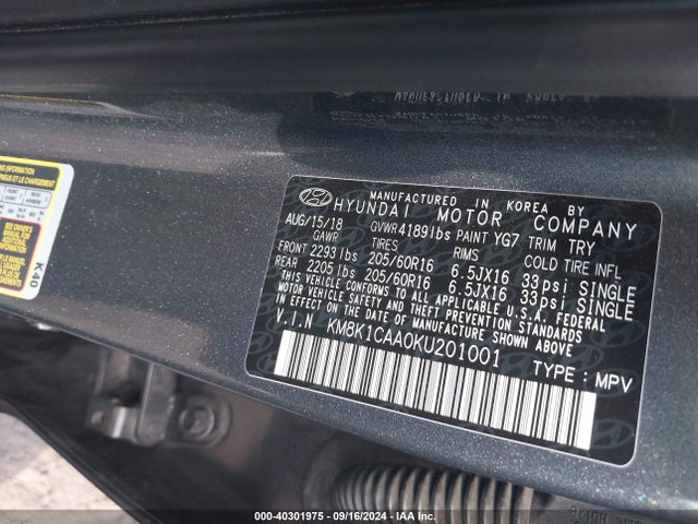 Hyundai Kona Se 2019 KM8K1CAA0KU201001 Image 9
