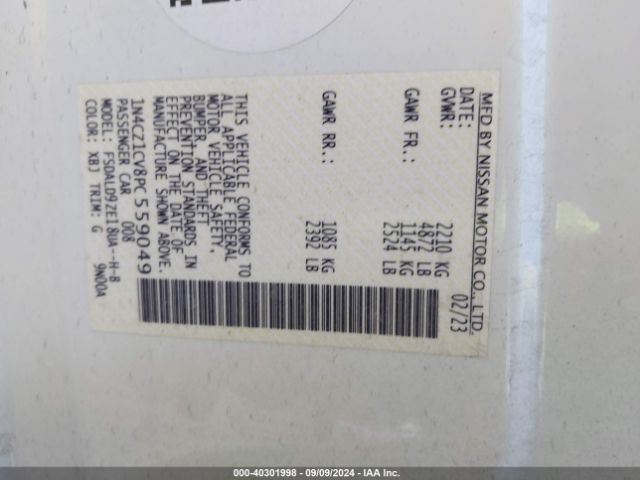1N4CZ1CV8PC559049 Nissan Leaf Sv Plus 60 Kwh