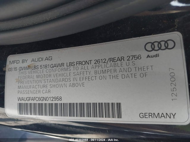 WAUGFAFC6GN012958 Audi A6 2.0t Premium Plus