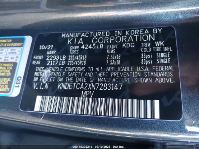 KNDETCA2XN7283147 KIA Seltos Sx Turbo