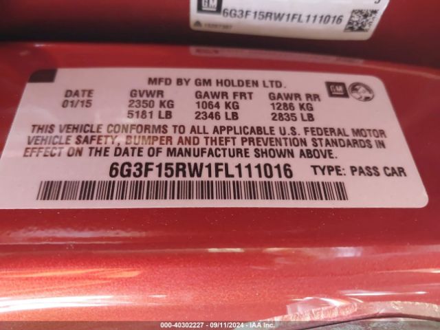6G3F15RW1FL111016 Chevrolet SS