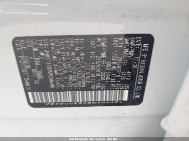 JN8AT3BBXMW208485 Nissan Rogue Sv Intelligent Awd