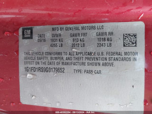 1G1FD1RS9G0179652 Chevrolet Camaro 2lt