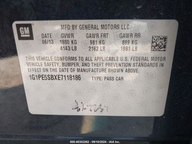 1G1PE5SBXE7118186 Chevrolet Cruze 2lt Auto