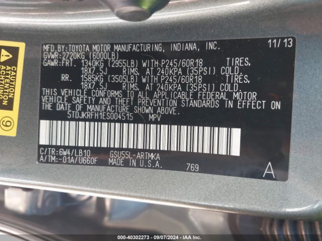 5TDJKRFH1ES004515 Toyota Highlander Xle V6