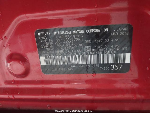 JA4AP3AU8JU012775 Mitsubishi Outlander Sport 2.0 Es