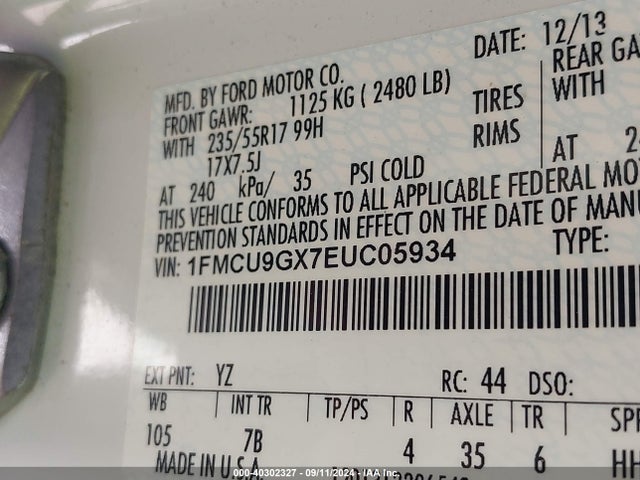 Ford ESCAPE SE 2014 1FMCU9GX7EUC05934 Image 9