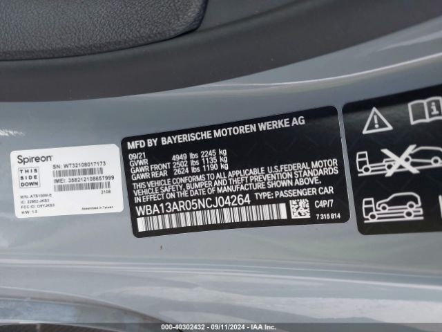 WBA13AR05NCJ04264 BMW M440i Xdrive