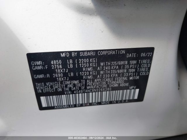 4S4BTANC8N3266280 Subaru Outback Limited