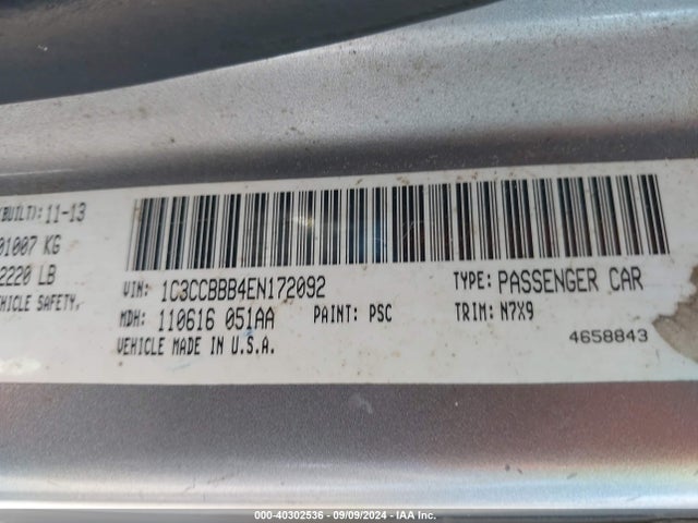 1C3CCBBB4EN172092 Chrysler 200 Touring