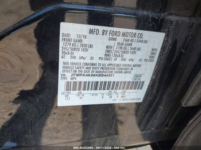 Ford Edge Titanium 2019 2FMPK4K98KBB44551 Image 9