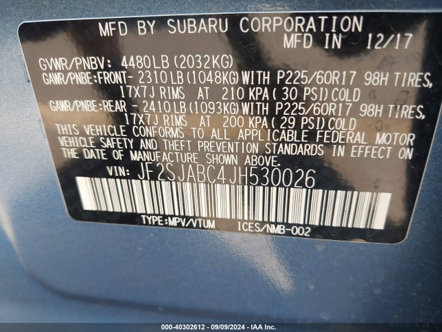 JF2SJABC4JH530026 Subaru Forester 2.5i