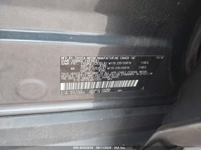 Toyota Rav4 Xle Premium 2020 2T3C1RFV1LW065800 Image 9