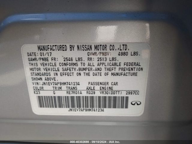 JN1EV7AP9HM741234 Infiniti Q50 3.0t Signature Edition