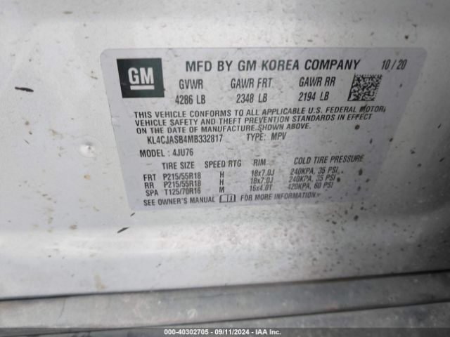 KL4CJASB4MB332817 Buick Encore Fwd Preferred