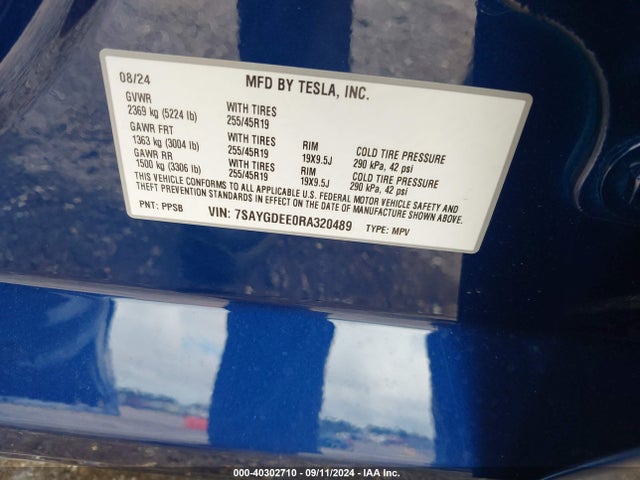 2024 TESLA MODEL Y 7SAYGDEE0RA320489 Photo 8