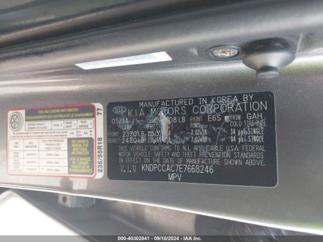 KNDPCCAC7E7668246 KIA Sportage Ex