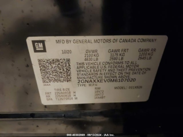 Chevrolet Equinox Awd Premier 2021 2GNAXXEV0M6107020 Image 9