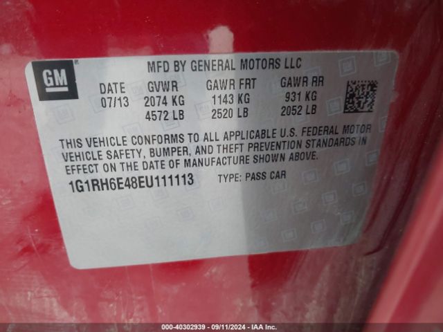 1G1RH6E48EU111113 Chevrolet Volt