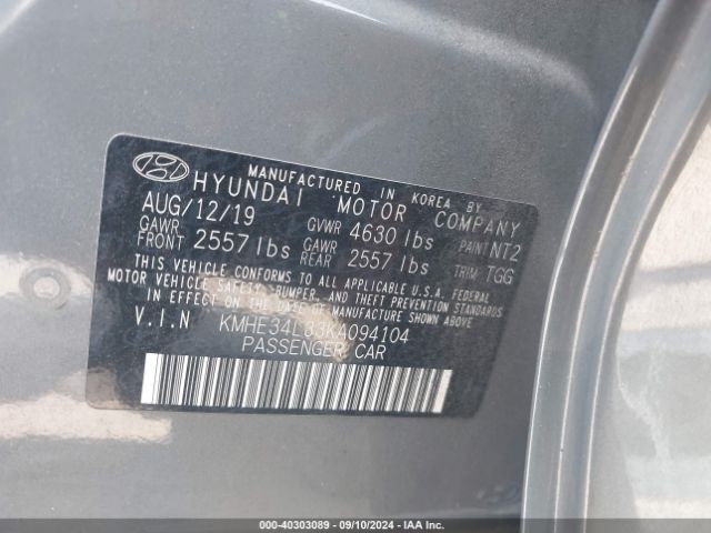 KMHE34L33KA094104 Hyundai Sonata Hybrid Limited